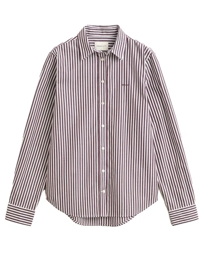 Gant - Classic Striped Skjorte - Darkened Wine 